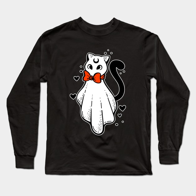 Cat in a ghost costume Long Sleeve T-Shirt by My Happy-Design